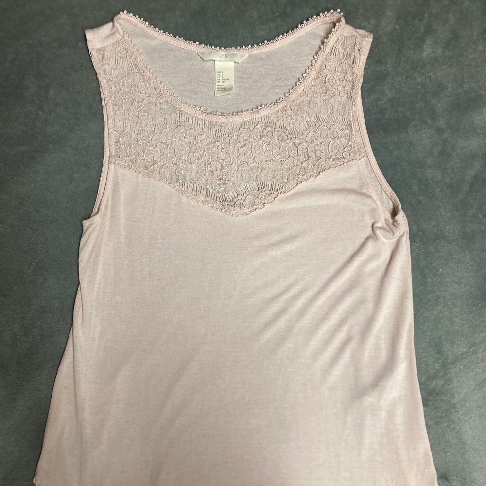 H&M Pink Lace Sleeveless Top
